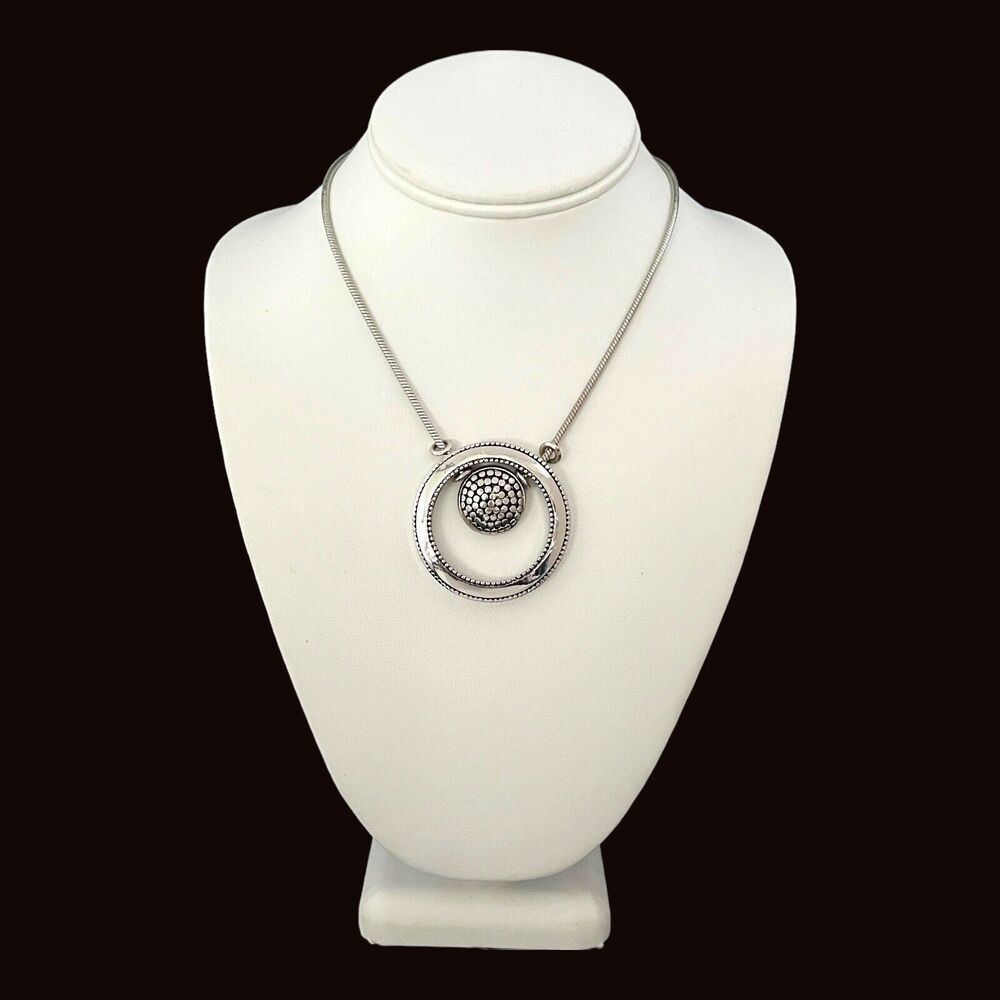 Chico's Necklace Silver Tone Layered Circle Pendant - 3W